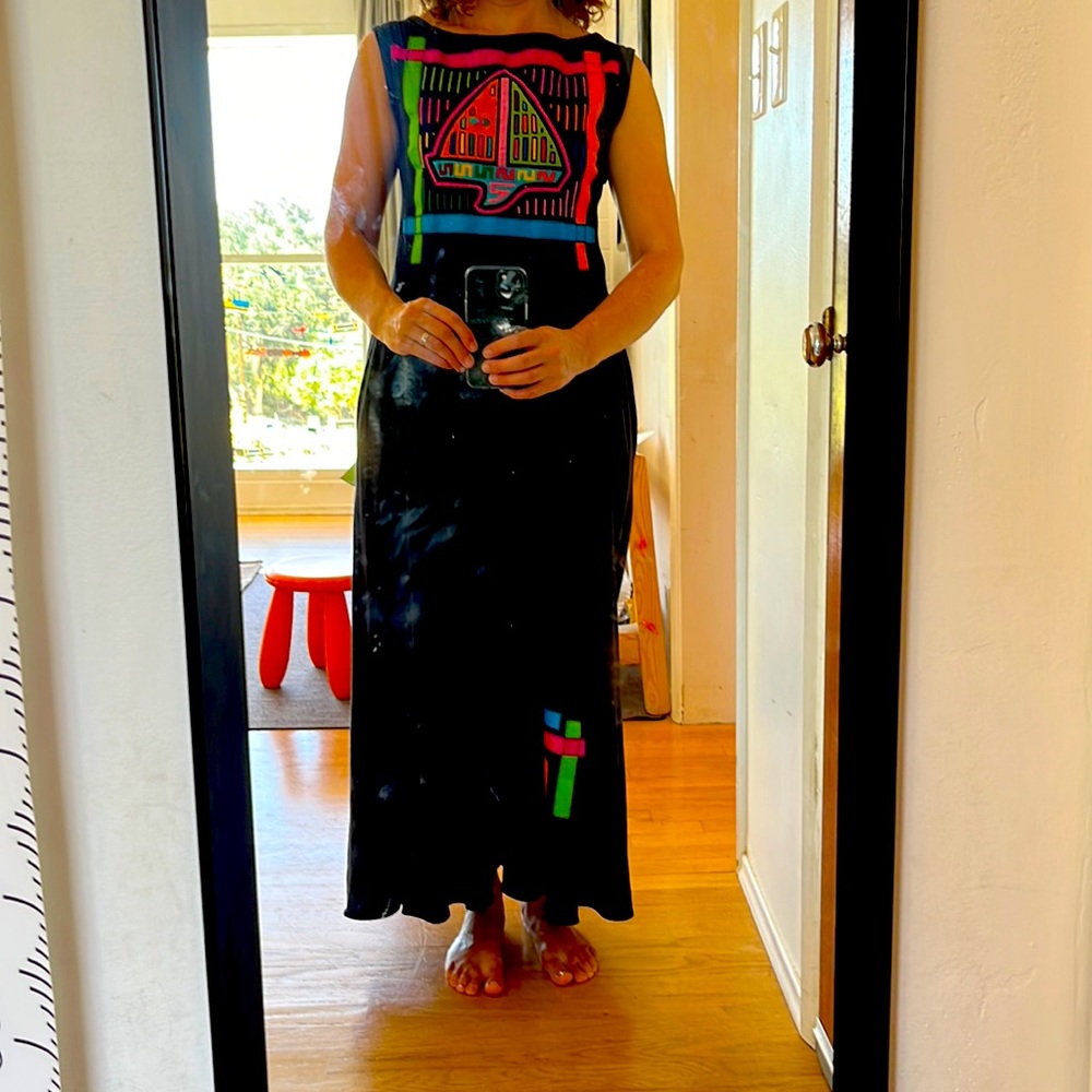 One of a Kind Vintage Maxi Dress with Sail Boat Detail